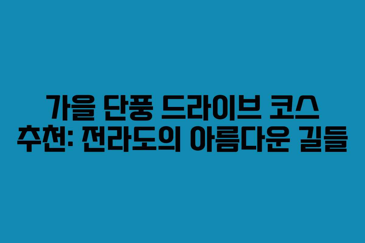 가을 단풍 드라이브 코스 추천: 전라도의 아름다운 길들