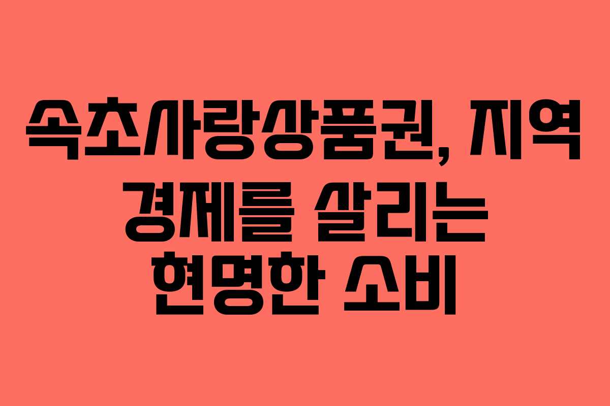 속초사랑상품권, 지역 경제를 살리는 현명한 소비