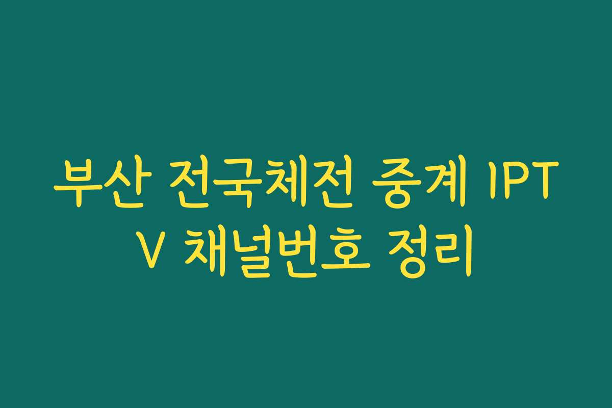 부산 전국체전 중계 IPTV 채널번호 정리