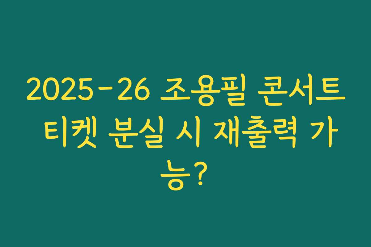 2025-26 조용필 콘서트 티켓 분실 시 재출력 가능?