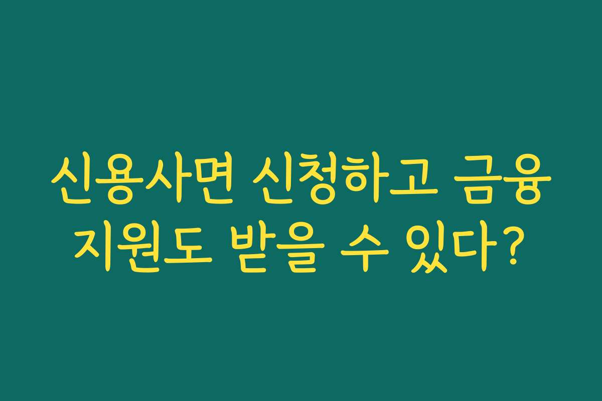 신용사면 신청하고 금융지원도 받을 수 있다?