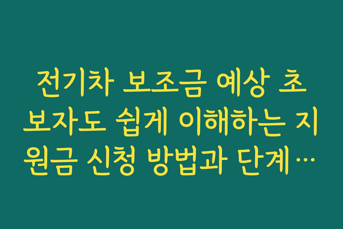 전기차 보조금 예상 초보자도 쉽게 이해하는 지원금 신청 방법과 단계별 설명