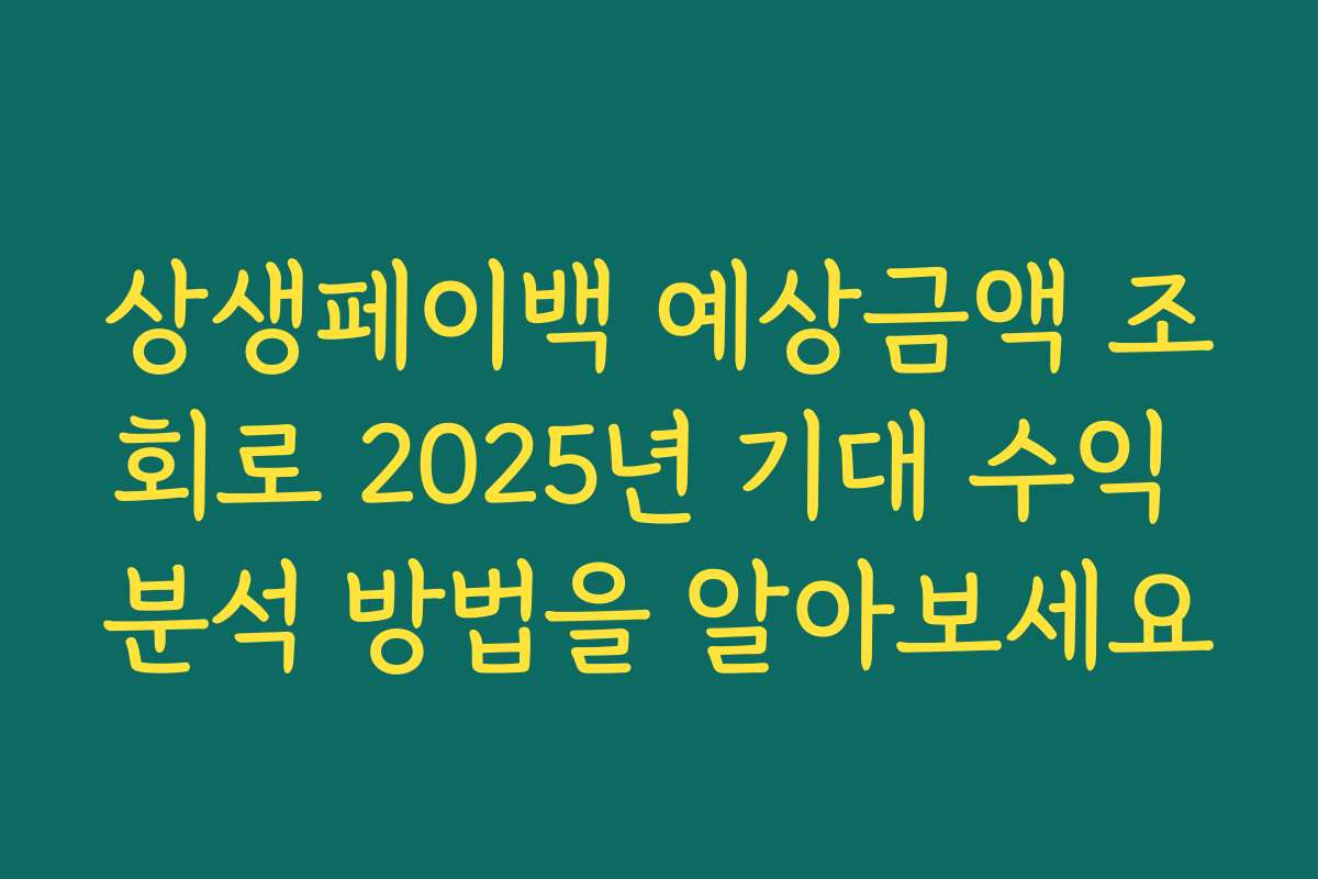 상생페이백 예상금액 조회로 2025년 기대 수익 분석 방법을 알아보세요