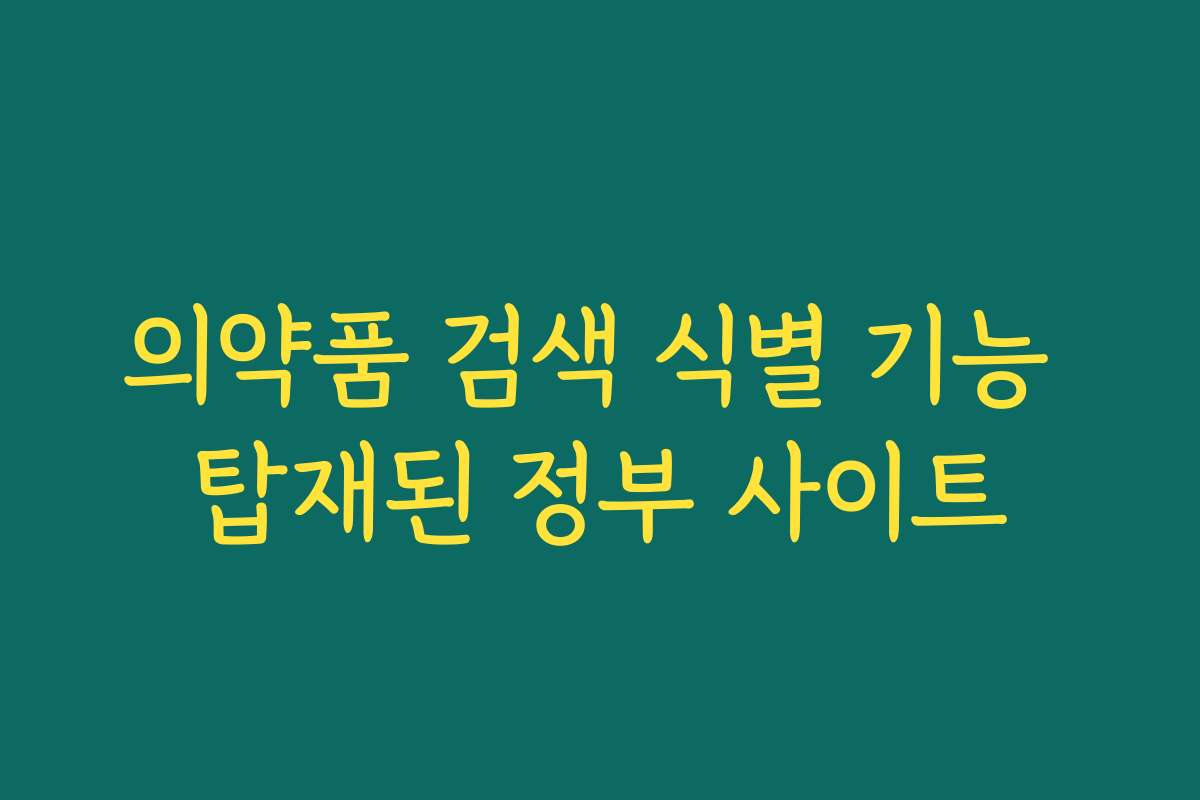 의약품 검색 식별 기능 탑재된 정부 사이트 의약품 검색 식별 기능 탑재된 정부 사이트