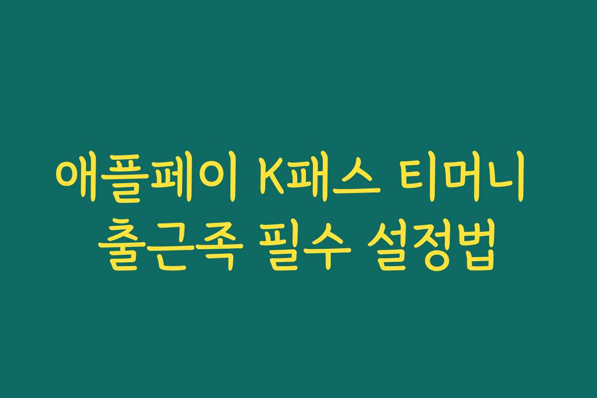 애플페이 K패스 티머니 출근족 필수 설정법 애플페이 K패스 티머니 출근족 필수 설정법