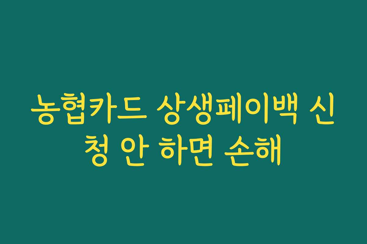 농협카드 상생페이백 신청 안 하면 손해 농협카드 상생페이백 신청 안 하면 손해