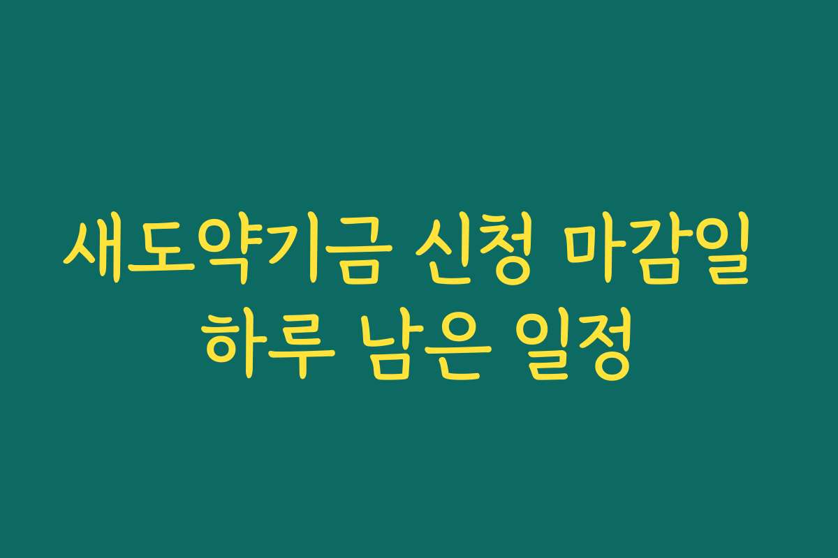 새도약기금 신청 마감일 하루 남은 일정