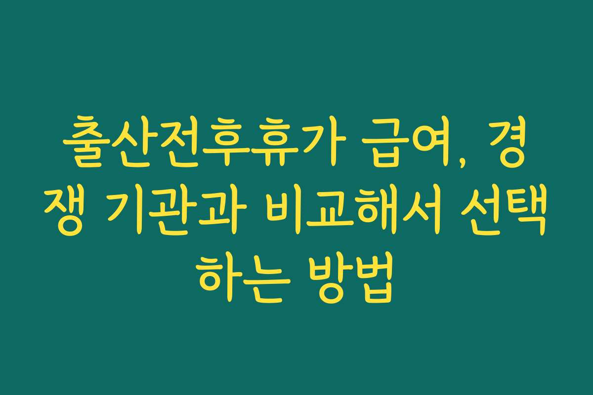 출산전후휴가 급여, 경쟁 기관과 비교해서 선택하는 방법