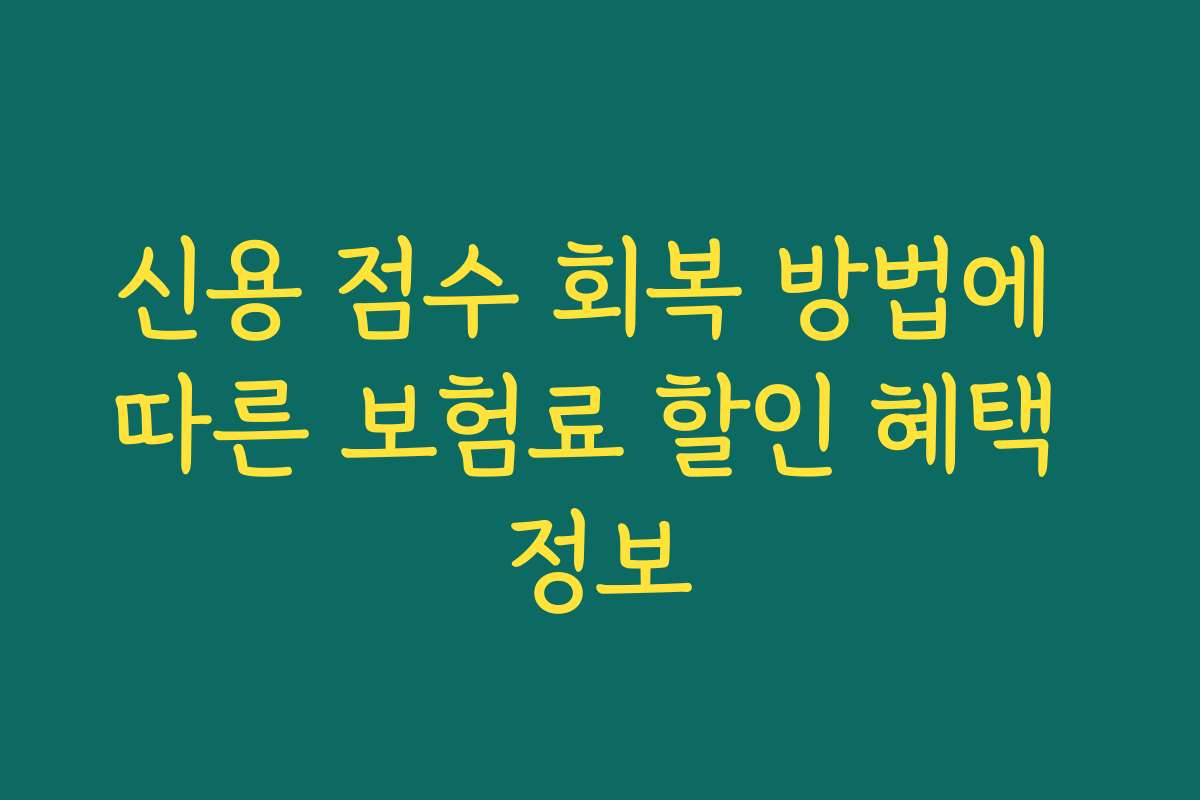 신용 점수 회복 방법에 따른 보험료 할인 혜택 정보