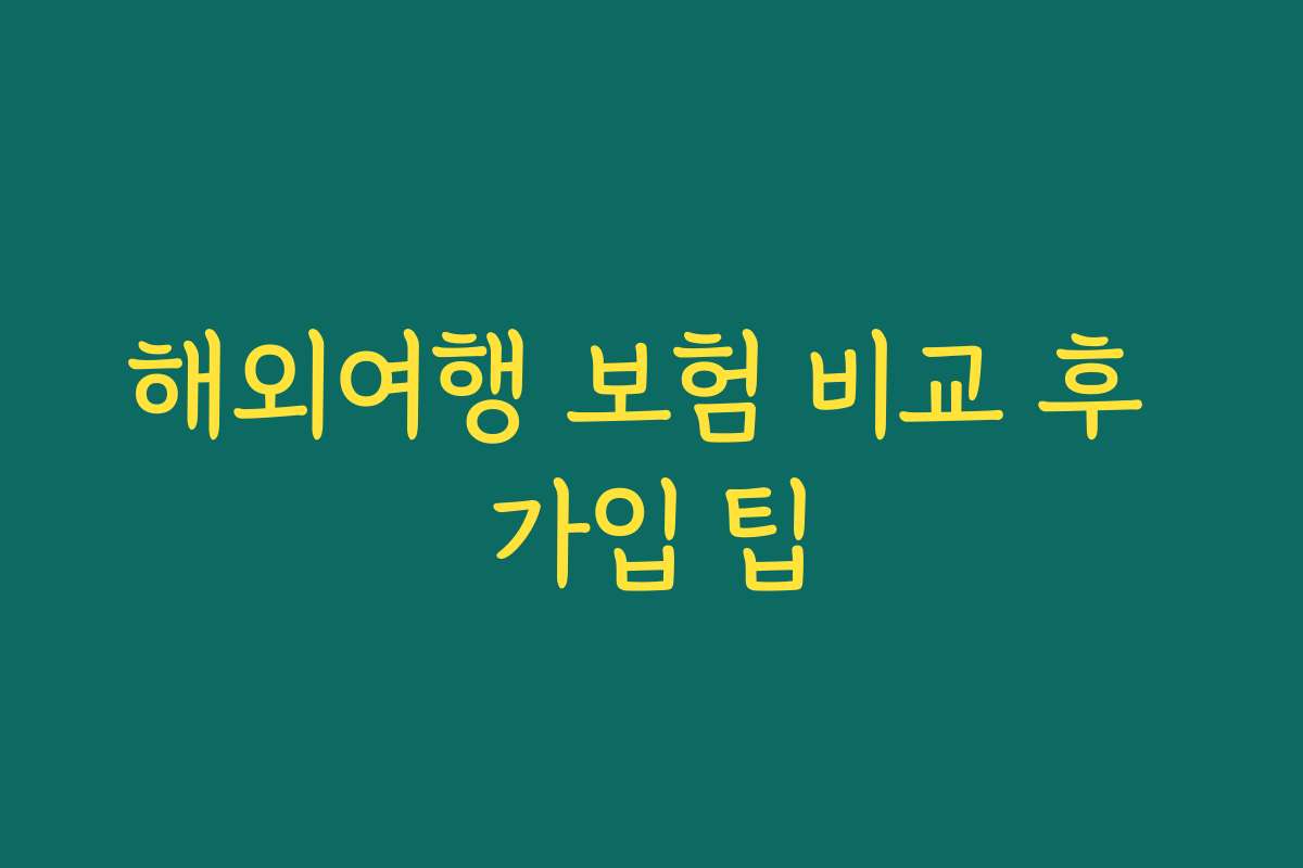 해외여행 보험 비교 후 가입 팁