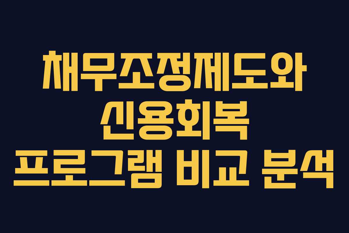 채무조정제도와 신용회복 프로그램 비교 분석