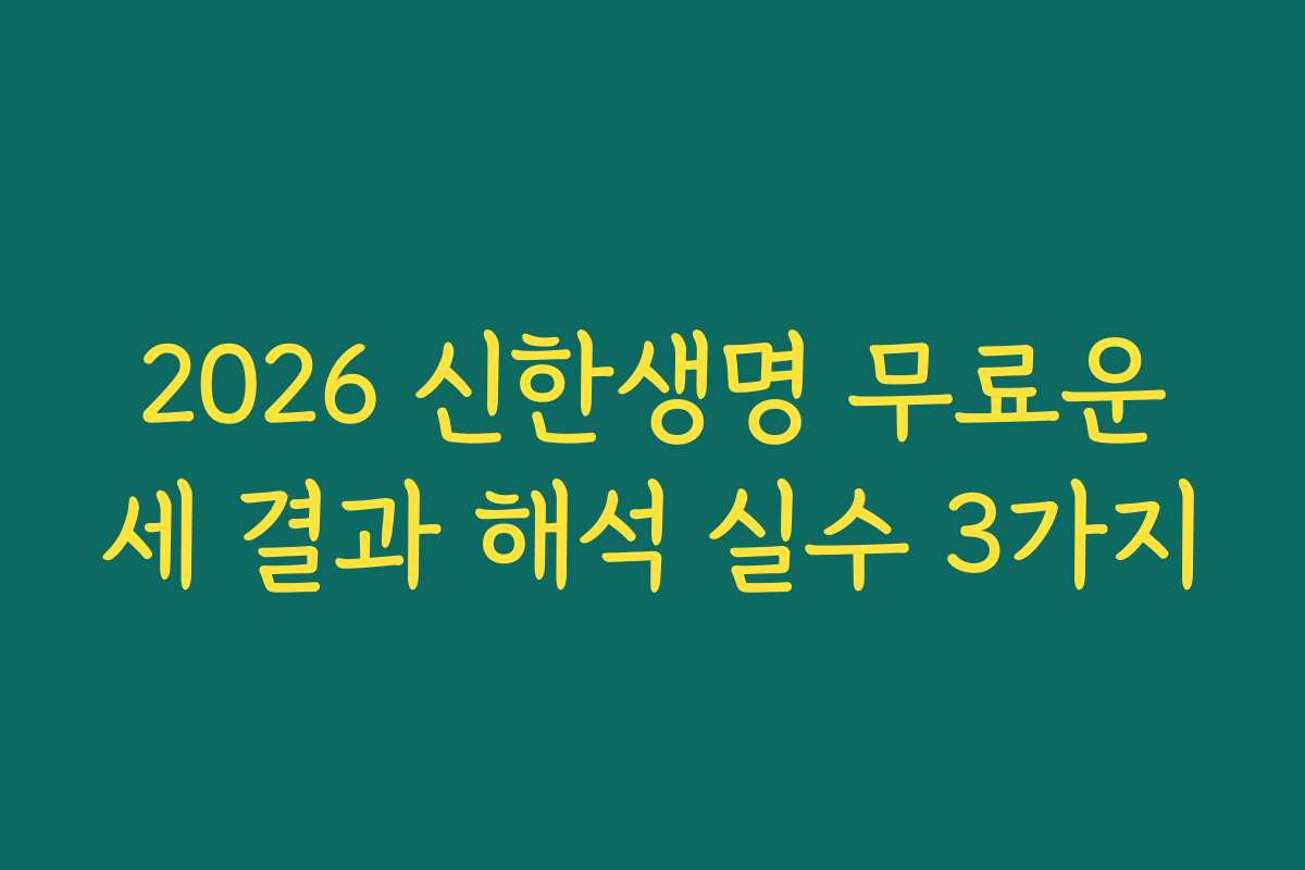 2026 신한생명 무료운세 결과 해석 실수 3가지