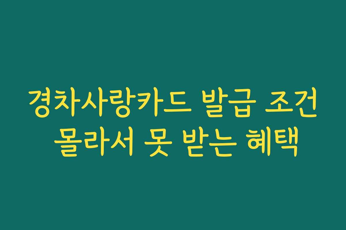 경차사랑카드 발급 조건 몰라서 못 받는 혜택