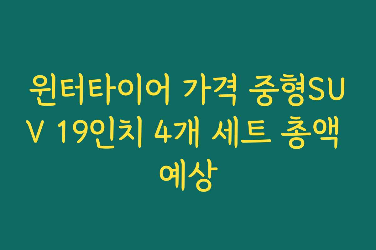 윈터타이어 가격 중형SUV 19인치 4개 세트 총액 예상