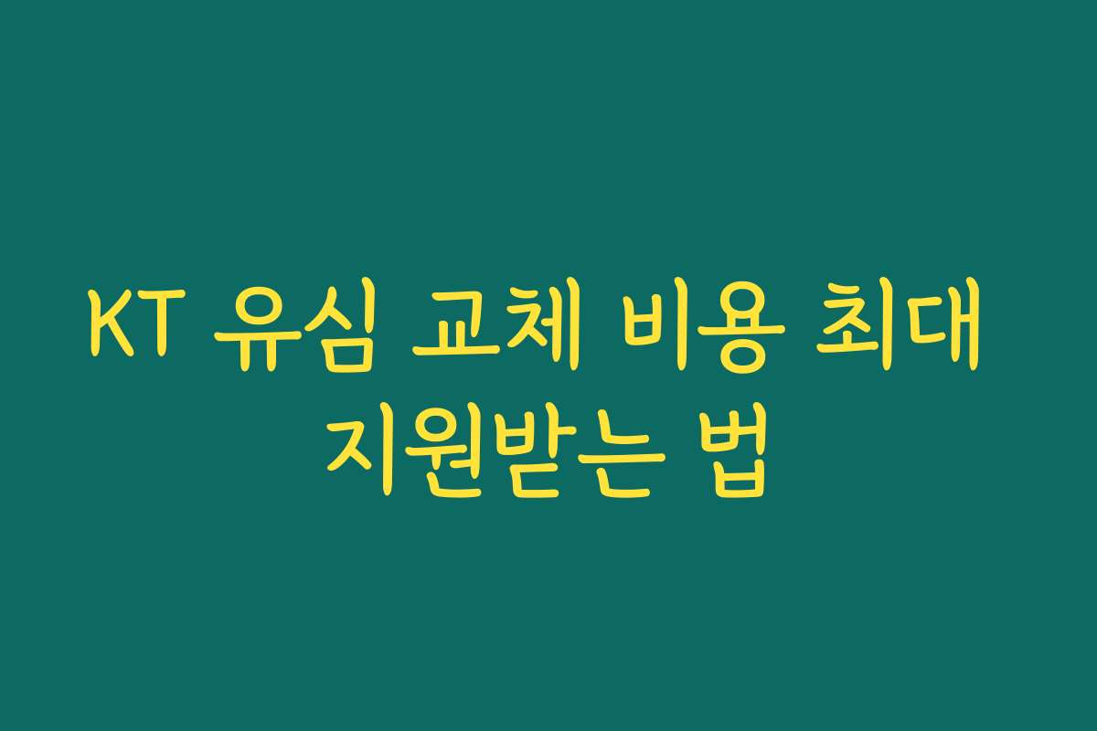 KT 유심 교체 비용 최대 지원받는 법