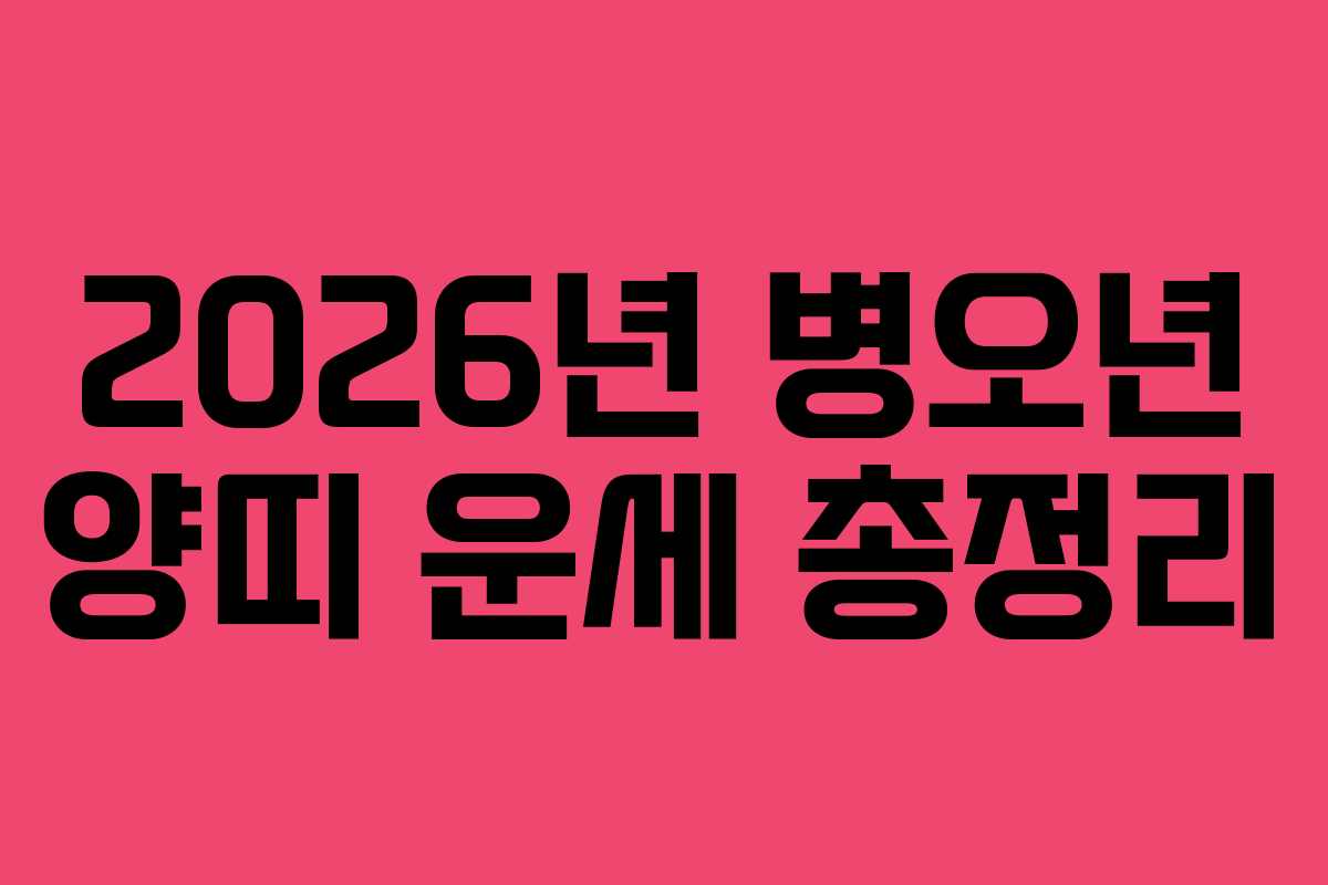 2026년 병오년 양띠 운세 총정리