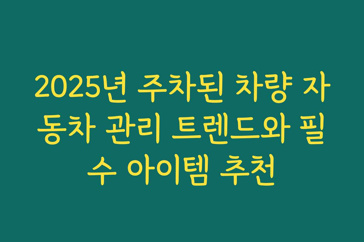 2025년 주차된 차량 자동차 관리 트렌드와 필수 아이템 추천