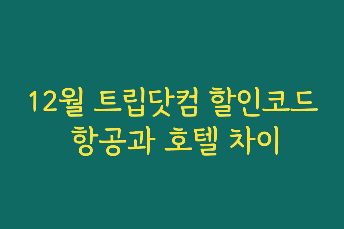 12월 트립닷컴 할인코드 항공과 호텔 차이