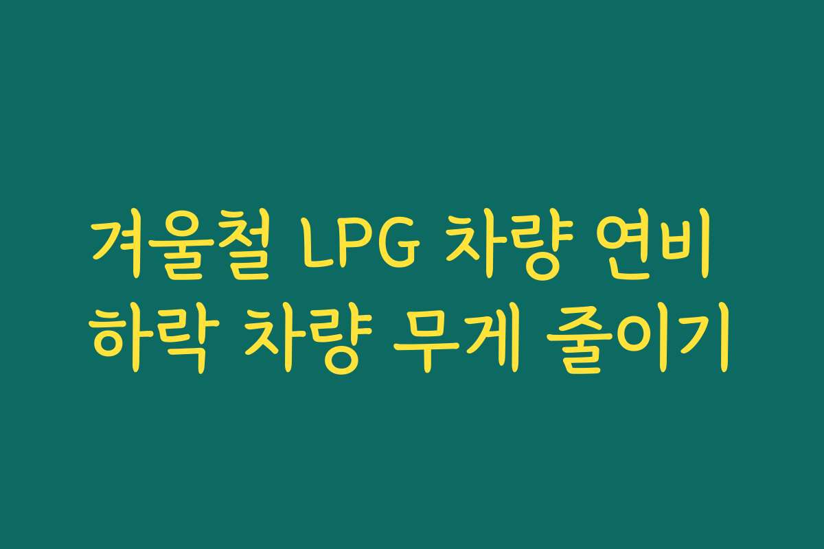 겨울철 LPG 차량 연비 하락 차량 무게 줄이기