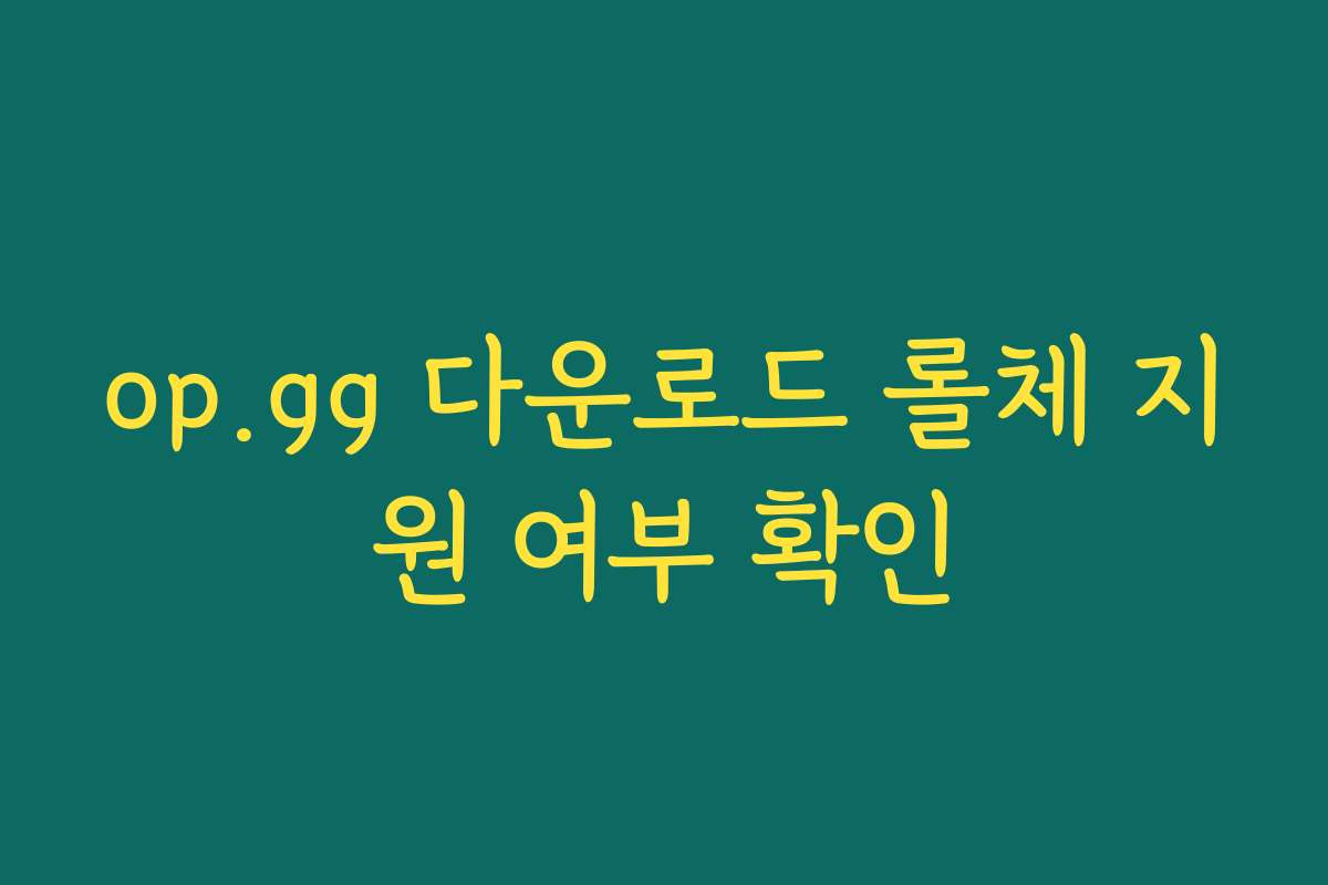 op.gg 다운로드 롤체 지원 여부 확인