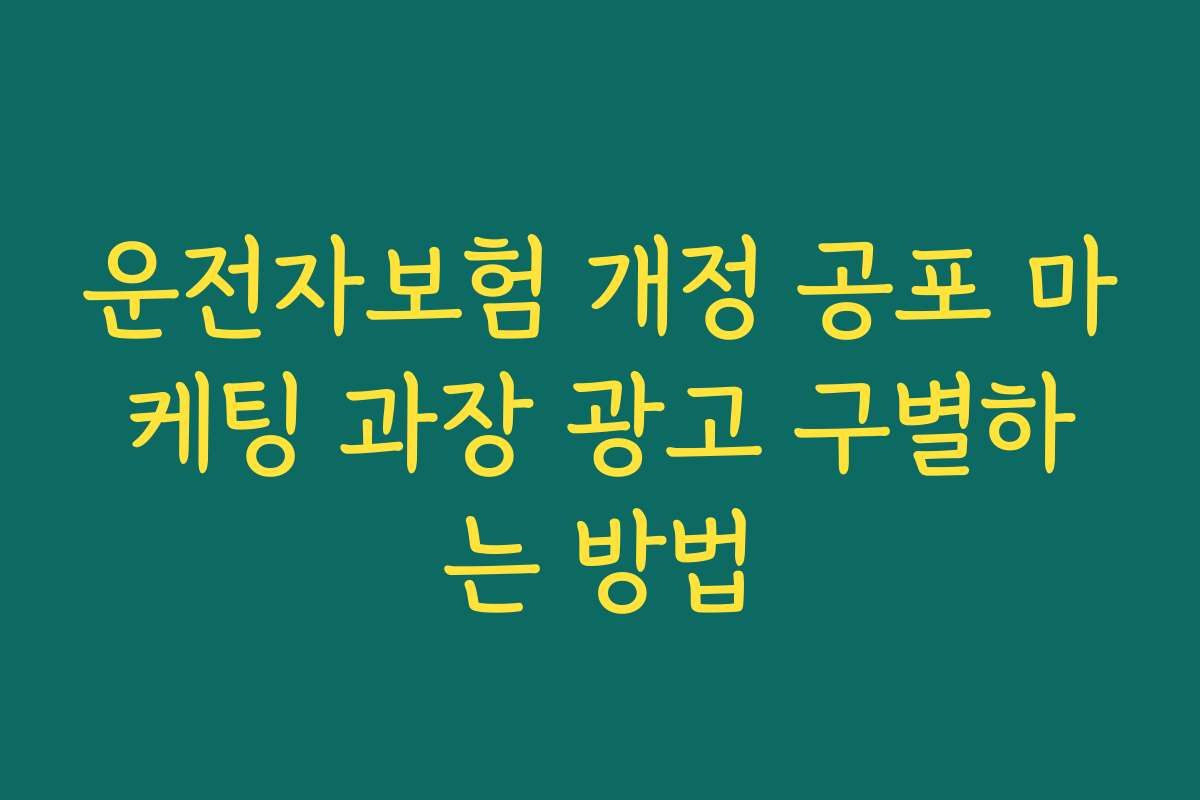 운전자보험 개정 공포 마케팅 과장 광고 구별하는 방법