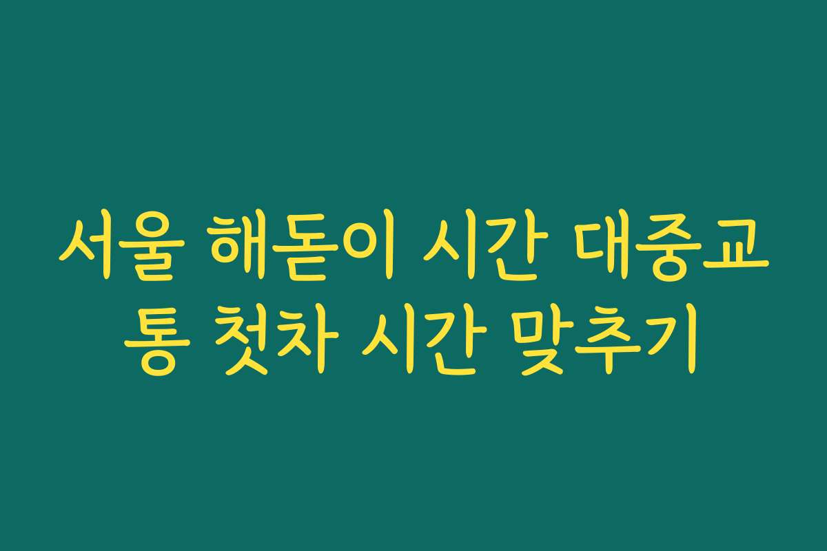 서울 해돋이 시간 대중교통 첫차 시간 맞추기