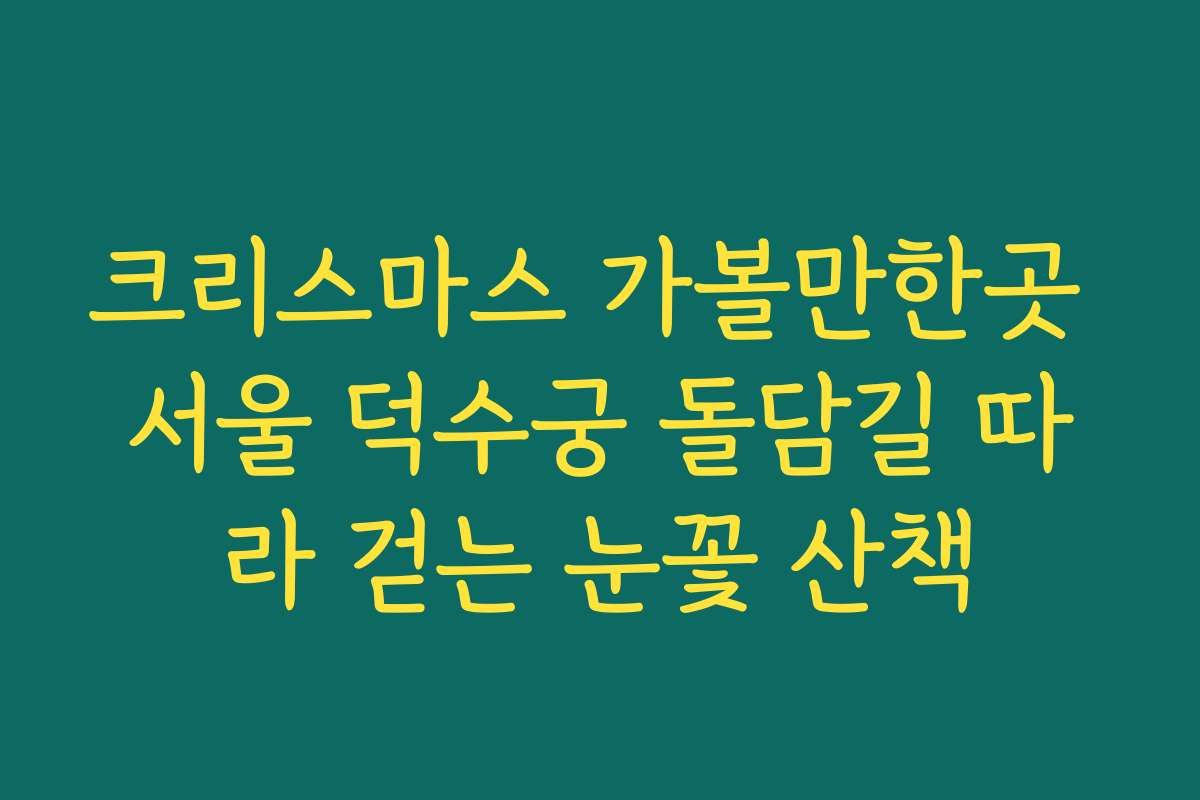 크리스마스 가볼만한곳 서울 덕수궁 돌담길 따라 걷는 눈꽃 산책