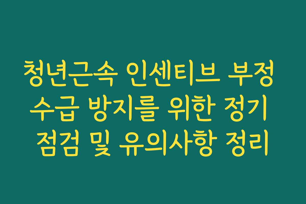 청년근속 인센티브 부정 수급 방지를 위한 정기 점검 및 유의사항 정리
