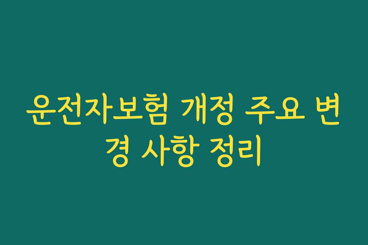 운전자보험 개정 주요 변경 사항 정리