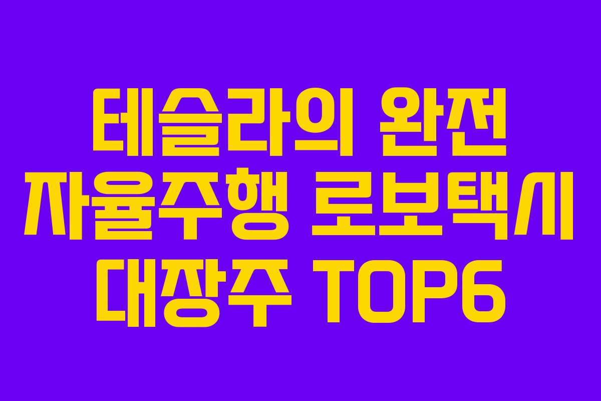 테슬라의 완전 자율주행 로보택시 대장주 TOP6