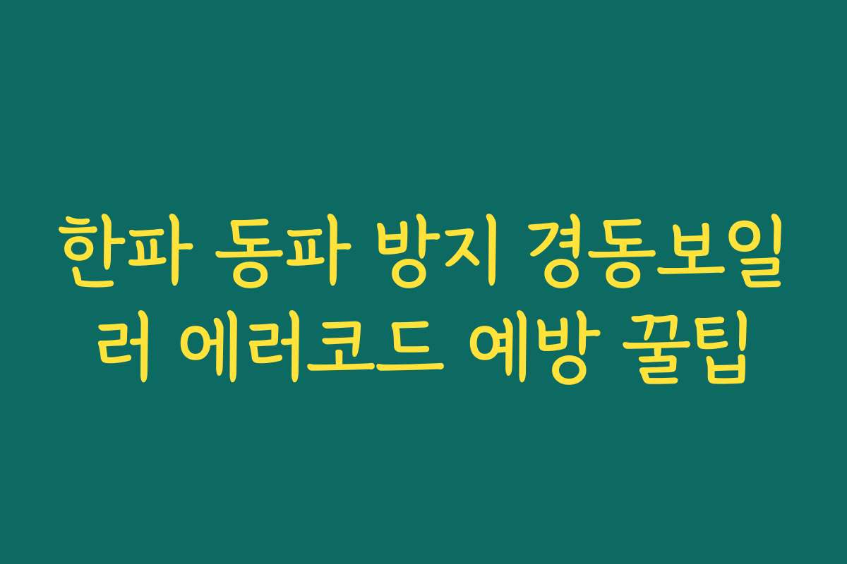 한파 동파 방지 경동보일러 에러코드 예방 꿀팁