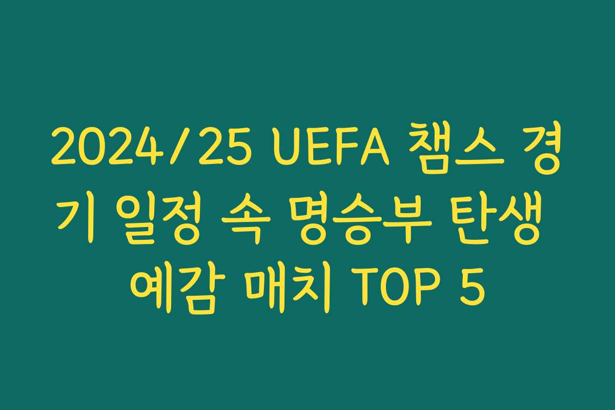 2024/25 UEFA 챔스 경기 일정 속 명승부 탄생 예감 매치 TOP 5
