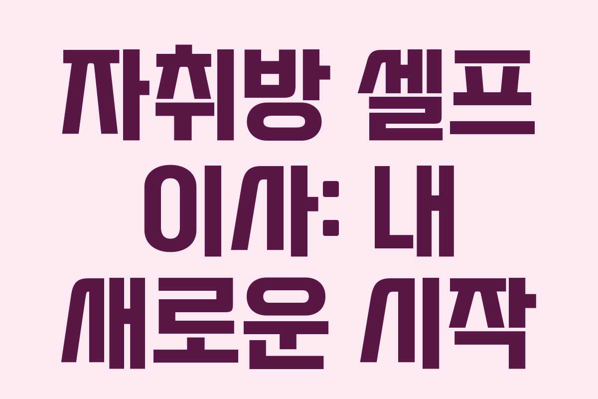 자취방 셀프 이사: 내 새로운 시작