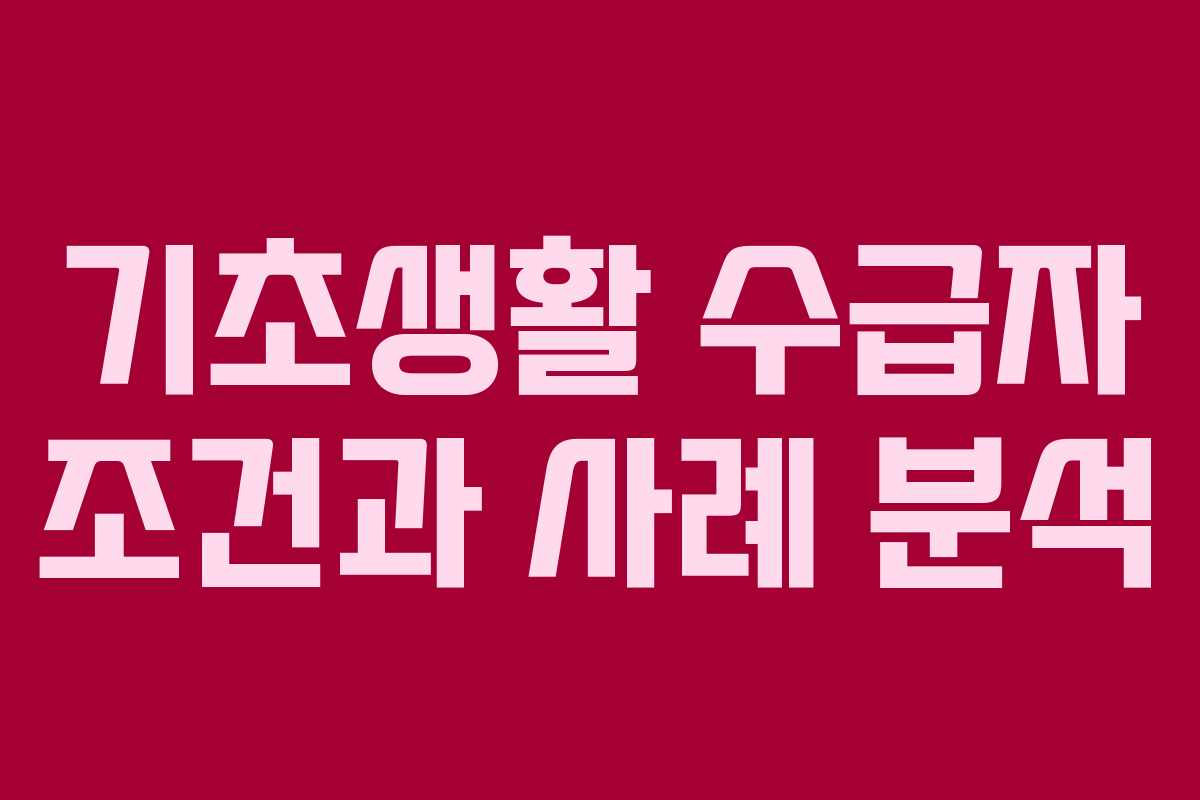 기초생활 수급자 조건과 사례 분석