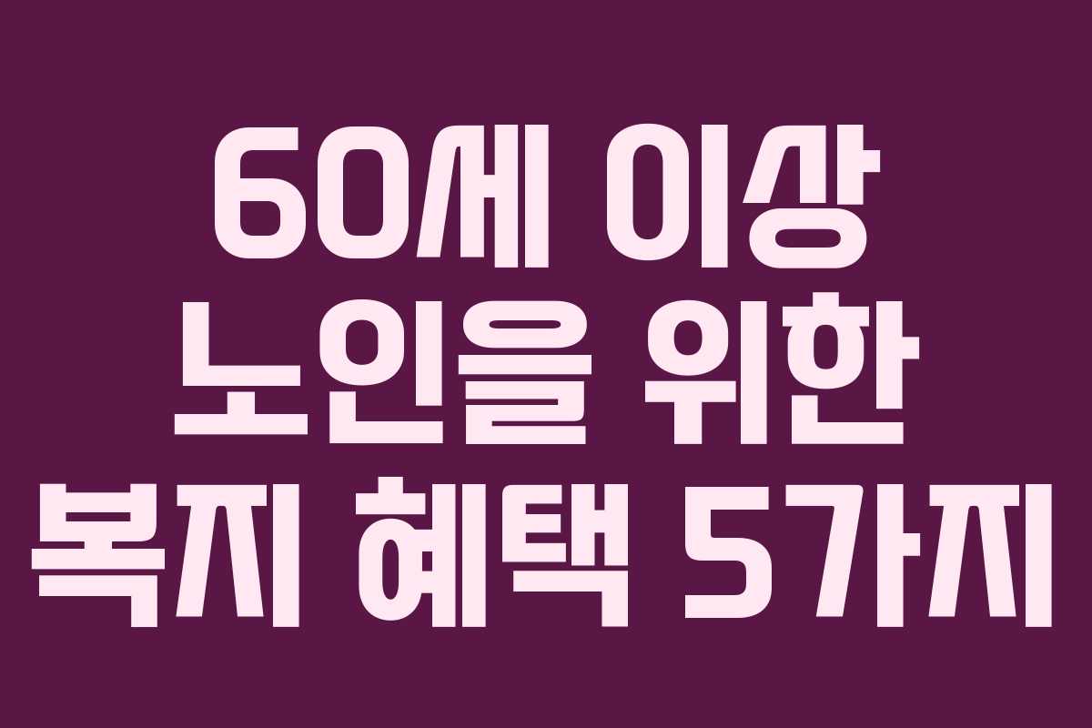 60세 이상 노인을 위한 복지 혜택 5가지