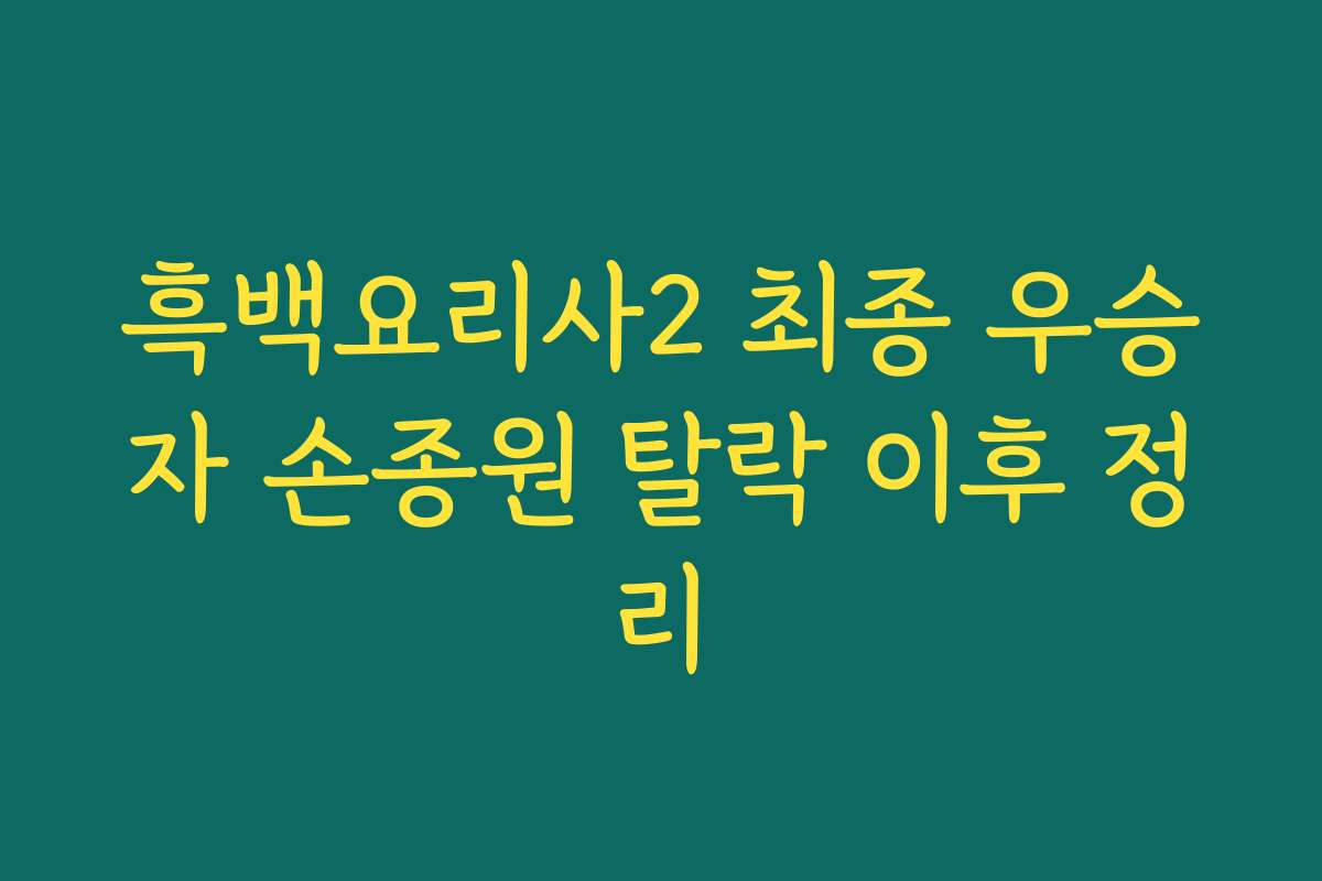 흑백요리사2 최종 우승자 손종원 탈락 이후 정리