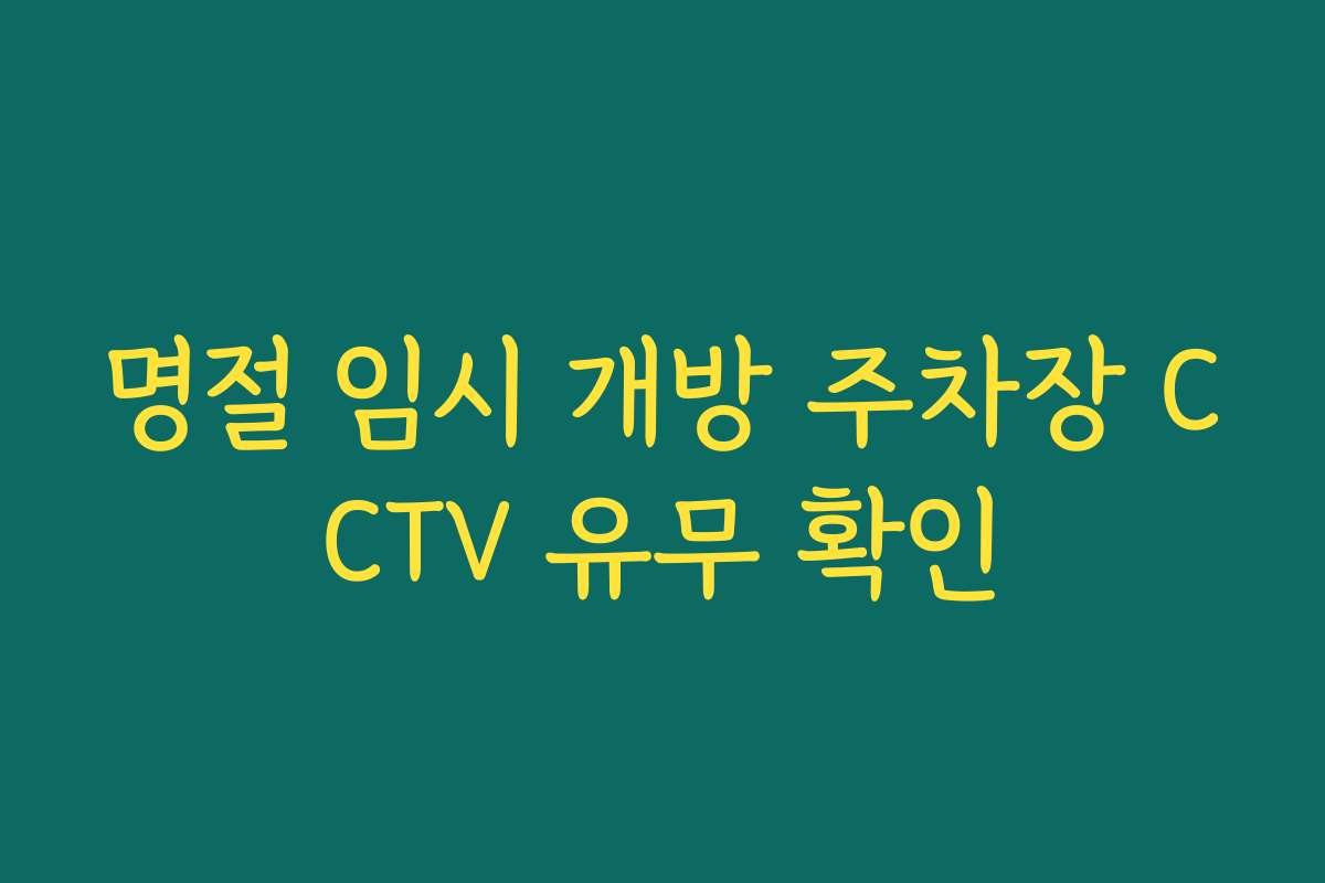 명절 임시 개방 주차장 CCTV 유무 확인