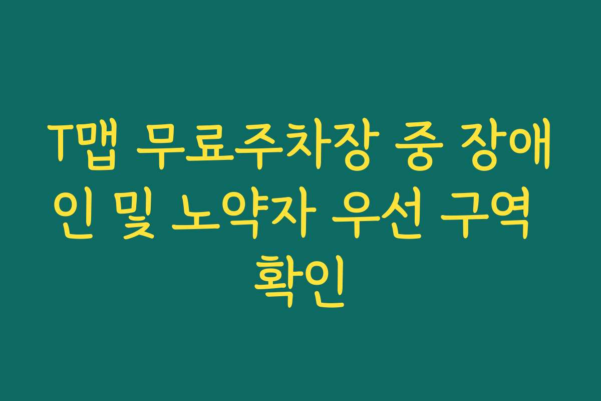 T맵 무료주차장 중 장애인 및 노약자 우선 구역 확인