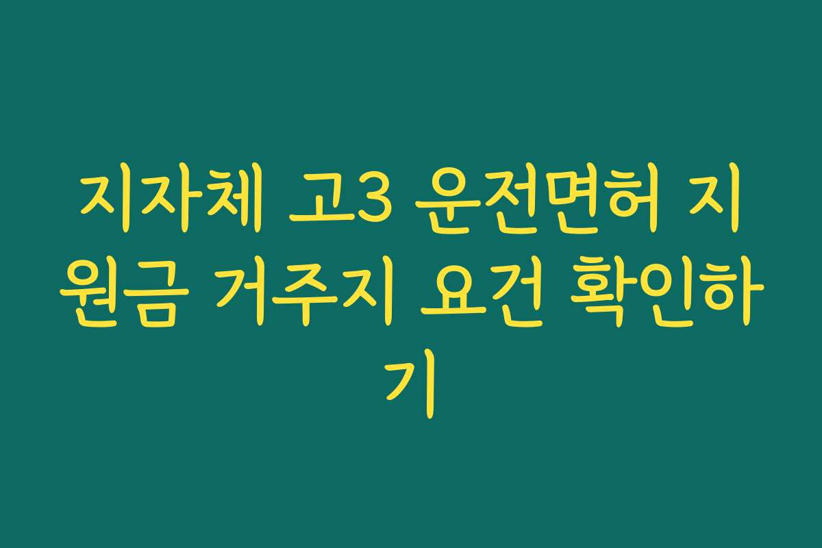 지자체 고3 운전면허 지원금 거주지 요건 확인하기