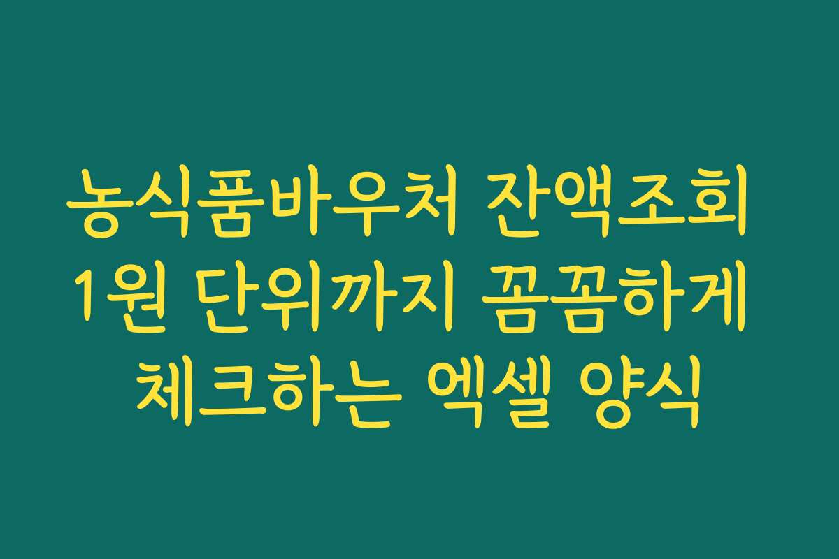 농식품바우처 잔액조회 1원 단위까지 꼼꼼하게 체크하는 엑셀 양식