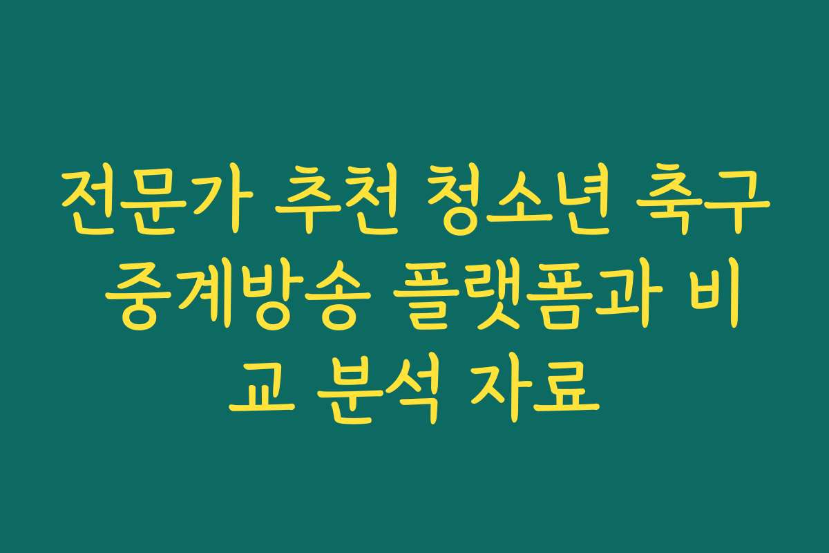 전문가 추천 청소년 축구 중계방송 플랫폼과 비교 분석 자료