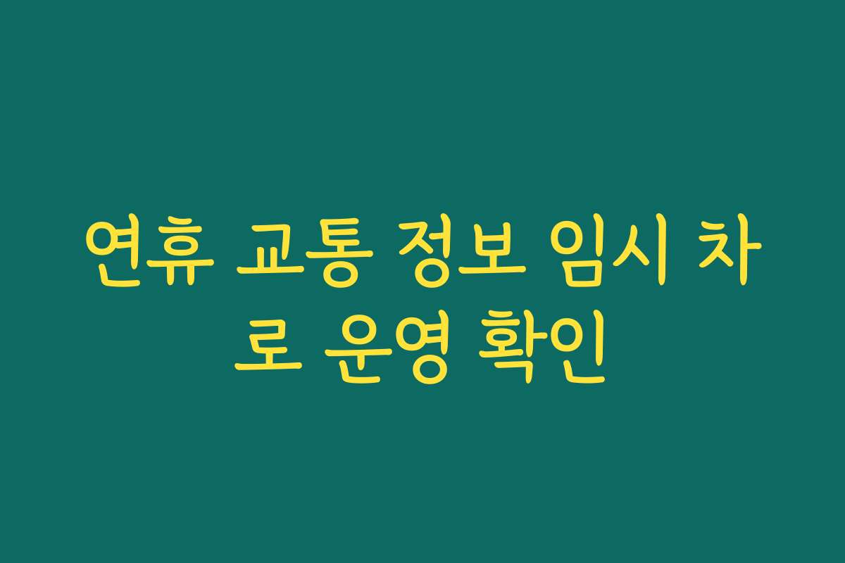 연휴 교통 정보 임시 차로 운영 확인