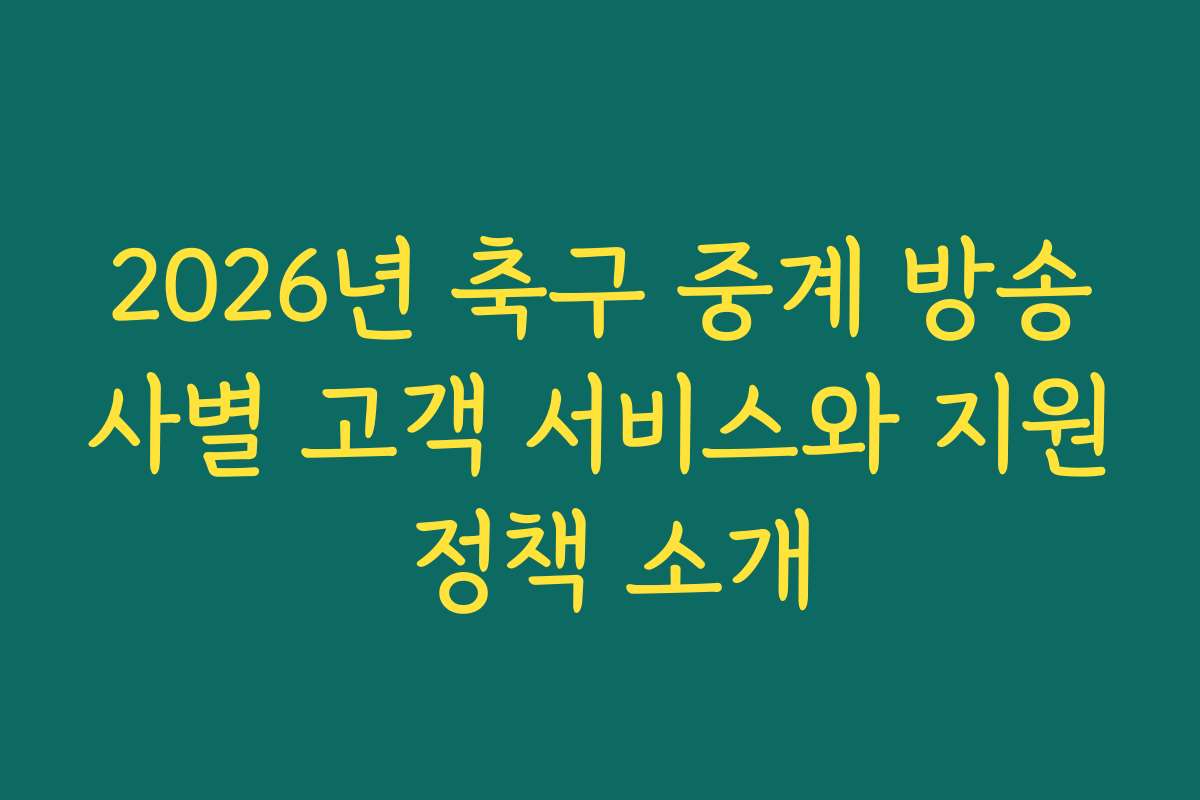 2026년 축구 중계 방송사별 고객 서비스와 지원 정책 소개