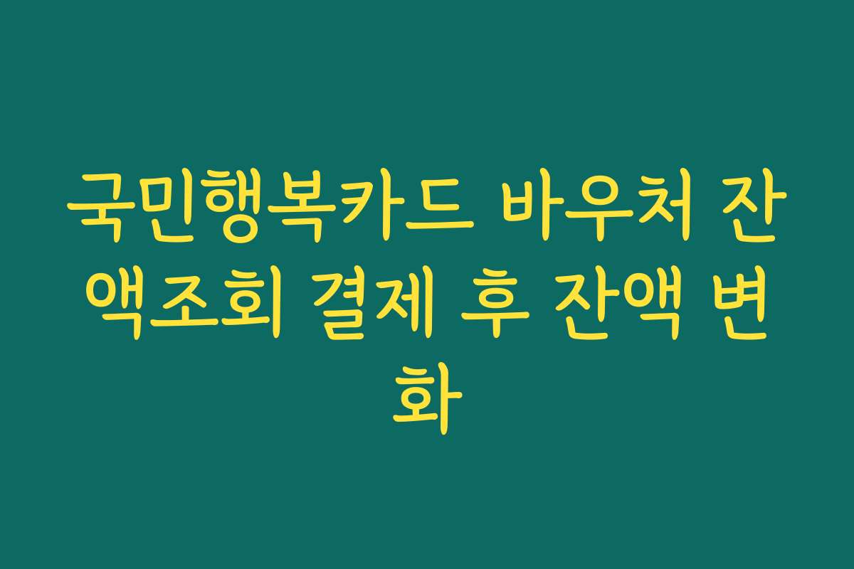 국민행복카드 바우처 잔액조회 결제 후 잔액 변화