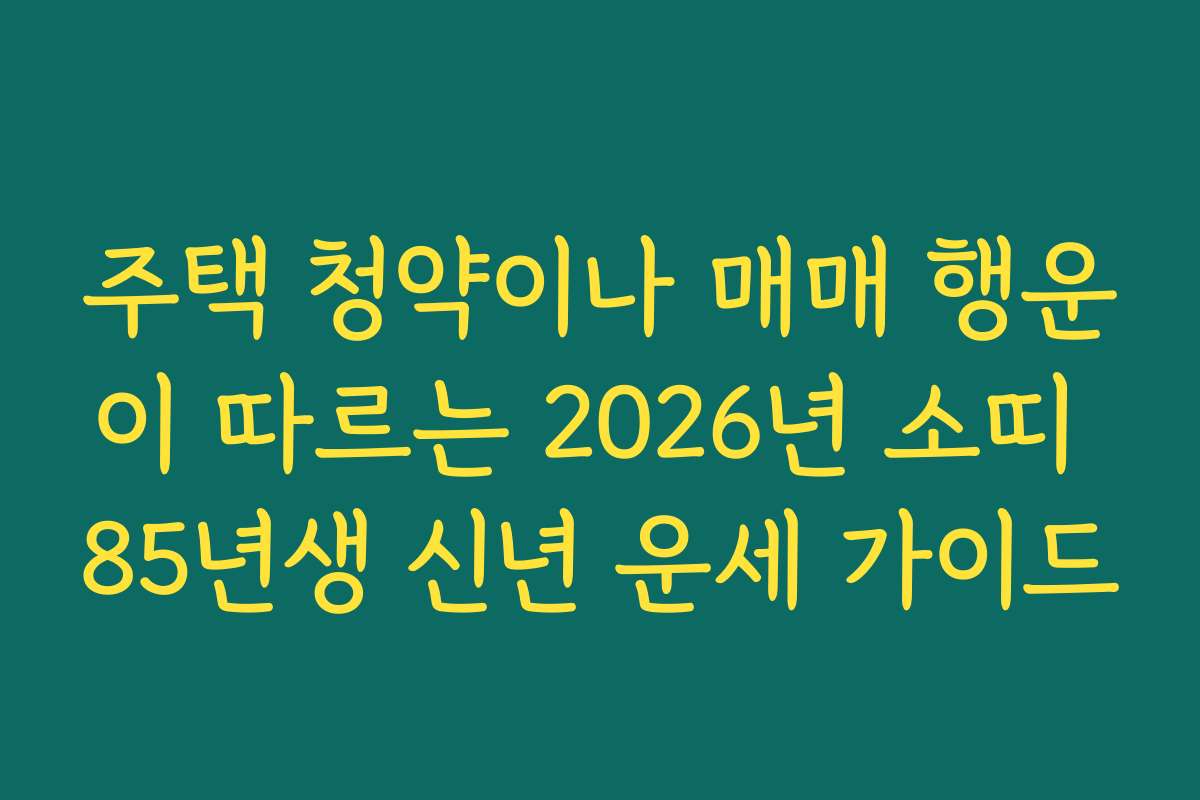 주택 청약이나 매매 행운이 따르는 2026년 소띠 85년생 신년 운세 가이드