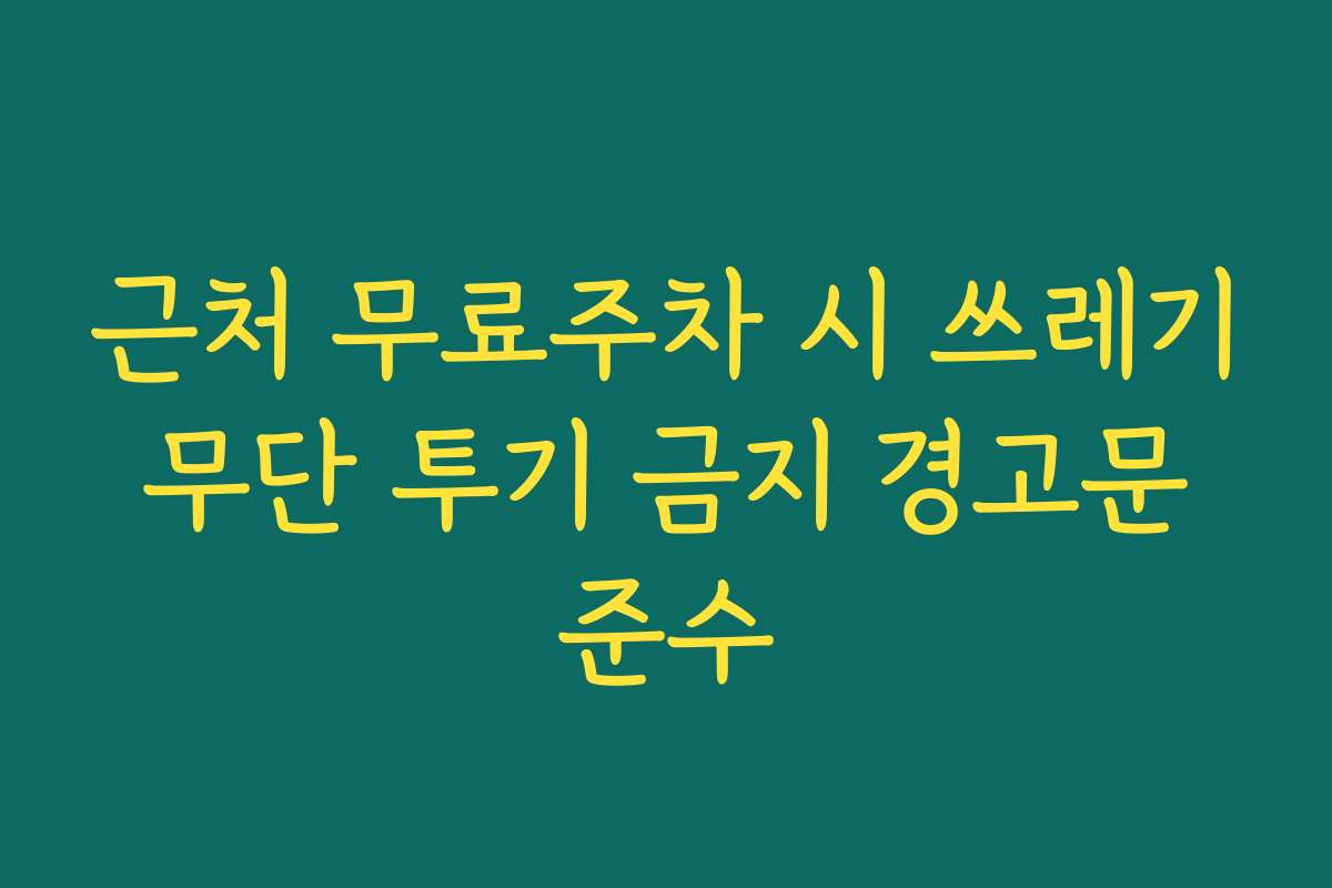 근처 무료주차 시 쓰레기 무단 투기 금지 경고문 준수