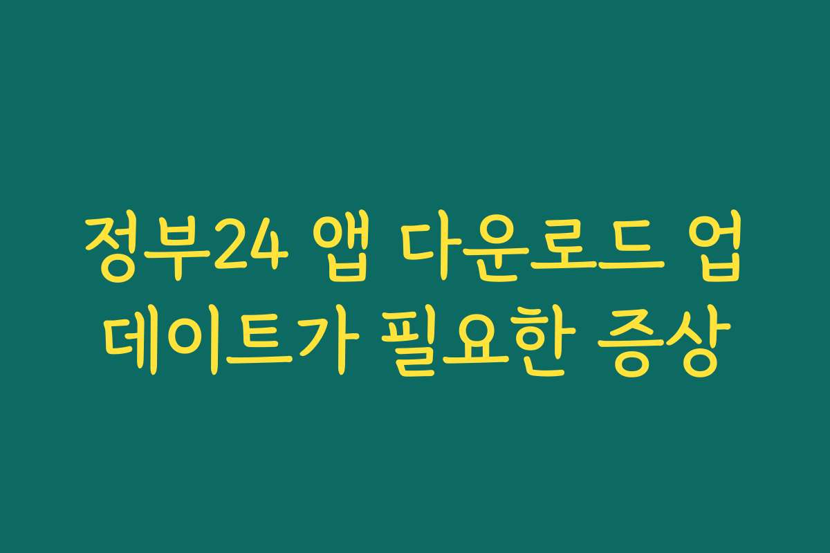 정부24 앱 다운로드 업데이트가 필요한 증상