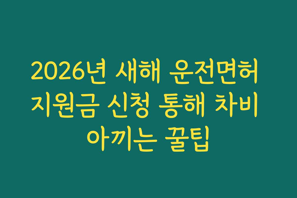 2026년 새해 운전면허 지원금 신청 통해 차비 아끼는 꿀팁