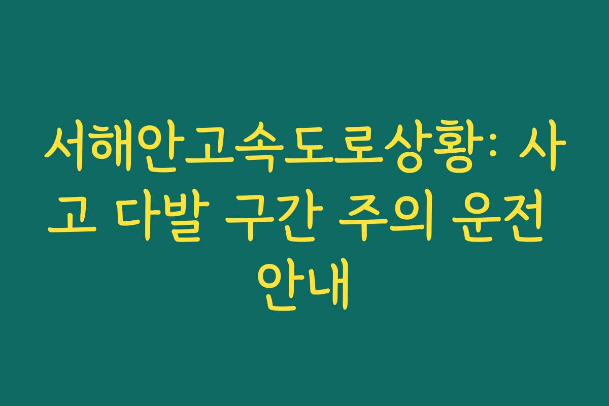 서해안고속도로상황: 사고 다발 구간 주의 운전 안내