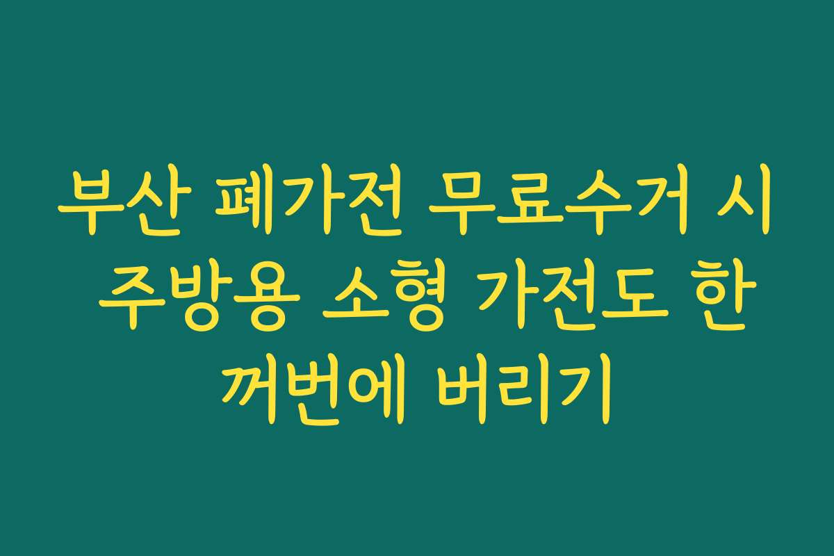 부산 폐가전 무료수거 시 주방용 소형 가전도 한꺼번에 버리기